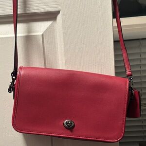 Elegant Red Leather Coach Purse